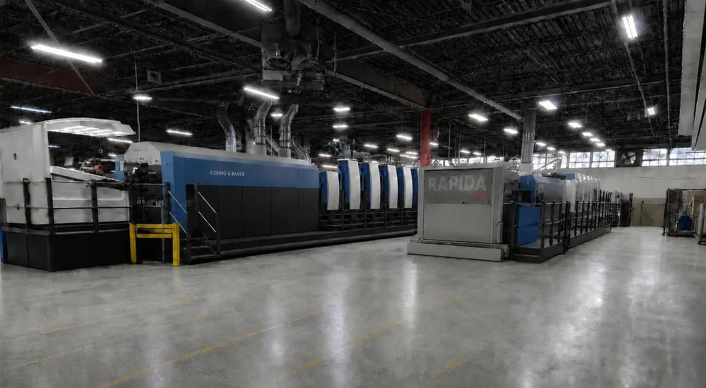 Koenig & Bauer Rapida press line on the Graph-Pak production floor